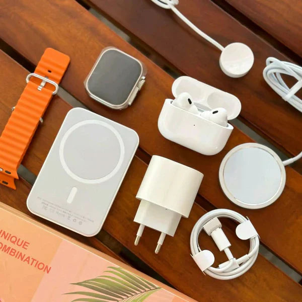 🔥 Apple Power Trio Combo – AirPods Gen 2 + MagSafe Power Bank + Ultra Watch | Only ₹1499! 🔥