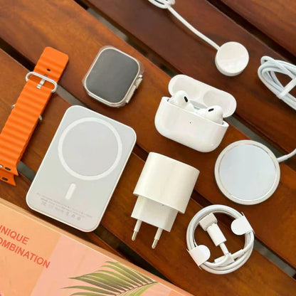 🔥 Apple Power Trio Combo – AirPods Gen 2 + MagSafe Power Bank + Ultra Watch | Only ₹1499! 🔥